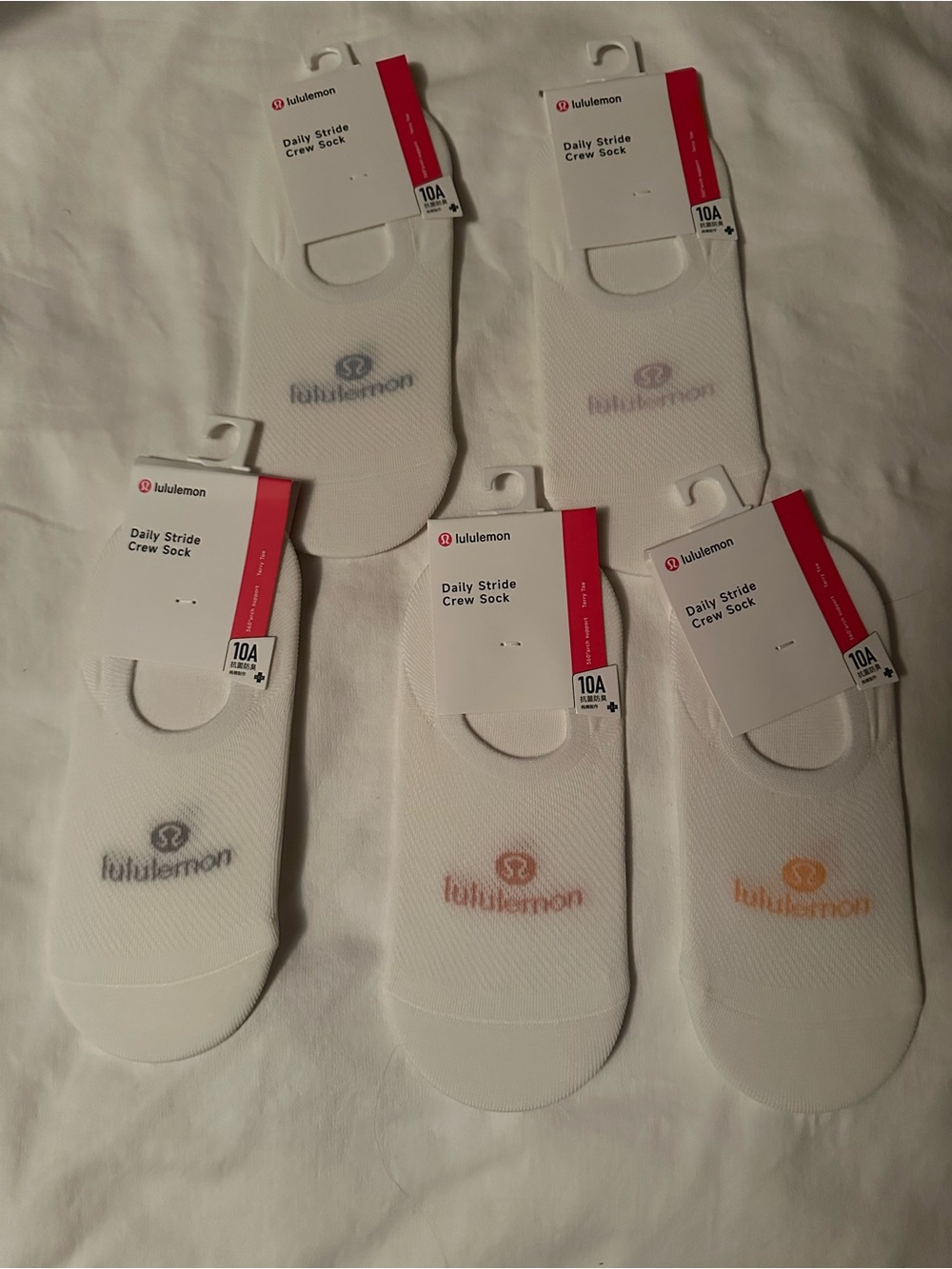 Lululemon no show socks - White with Accent Colors (5-Pack)